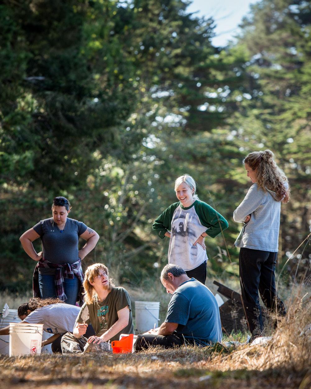 students in a forest